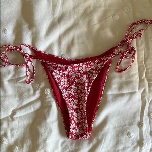 Floral Red Bikini Bottom (Reversible)